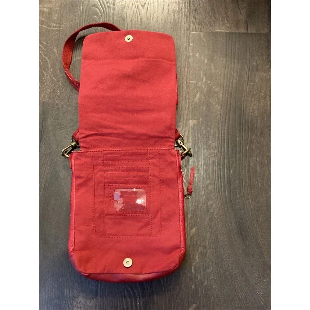 The Sak Red Pebbled Leather Crossbody Purse Messenger Handbag Adjustable